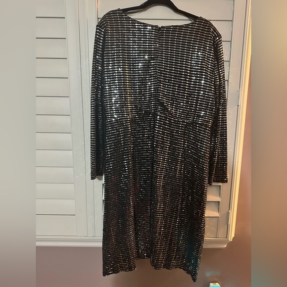 Laura Plus Mirror Sequin V-Neck Dress - Picture 2 of 5